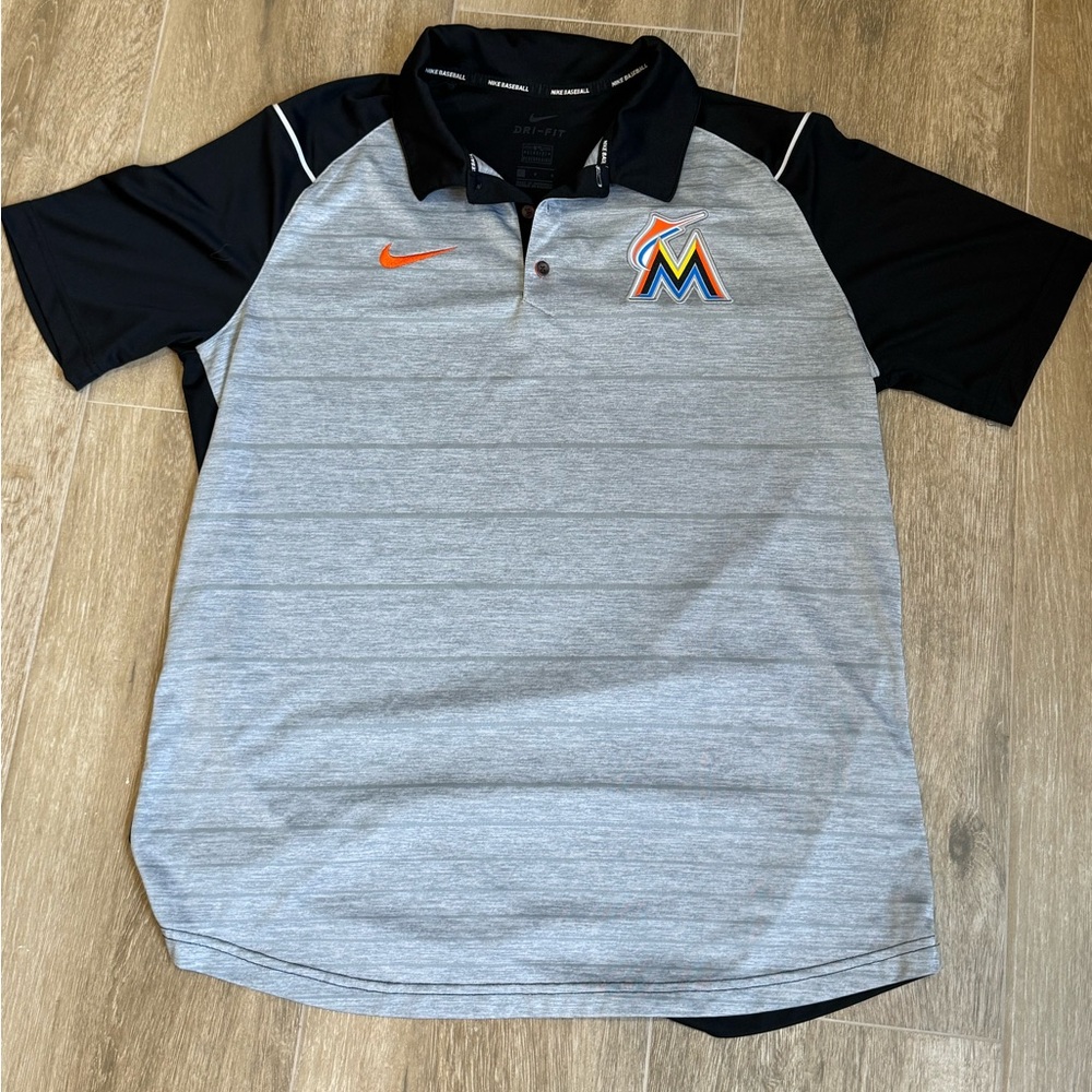 Nike Baseball Men’s Large Miami Marlins Polo Shirt Team Official